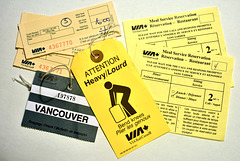 Meal tickets and labels used on the Canadian