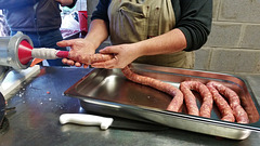 making the fresh Italian sausages