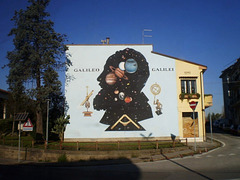 Mural of Galileo Galilei, who was born in Pisa.