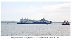 Brittany Ferries Etretat off Southsea 11 7 2019