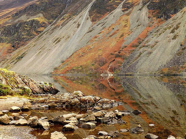 Wastwater Screes rocky reflections