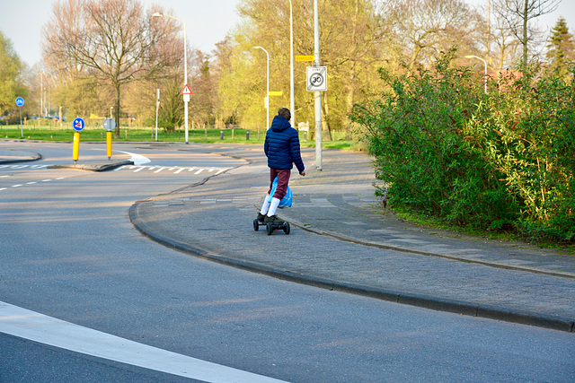 Riding an electric skateboard