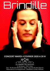Brindille concert récital à l'Artishow Cabaret - Le cabaret des artistes -  Mardi 4 février 2020