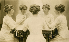 Mirror Photo of Woman Playing Cards, White Way Photo Studio, New York, N.Y.