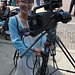 Journalism grad student Jing Fu from China shot video while representing her country