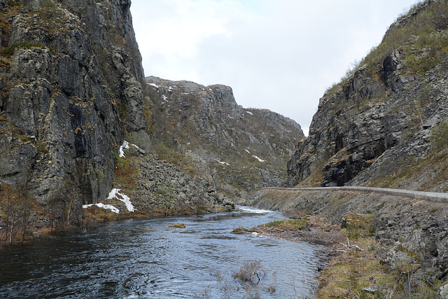 Norway, The Road in the Canyon of Altaelva River