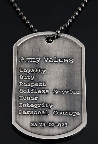 Army Values Dog Tag