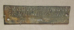 Bronze Plaque with a Dedication to Juno in the British Museum, May 2014