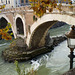 Tiber River, Fabricio Bridge (62 AD) and Tiberine Island.