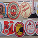 Beer bottle labels, from 1950s