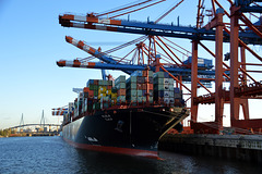 Containerfrachter ALULA im Hamburger Hafen Waltershof