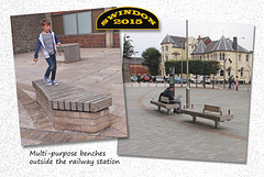 Station forecourt benches - Swindon - 18.8.2015