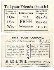 Enlargement coupon A H Smith Kidderminster