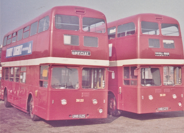 SELNEC PTE 3625 (UNB 625) and 3629 (UNB 629) in Rochdale - Oct 1972