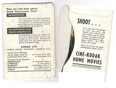 Kodak Panatomic part envelope