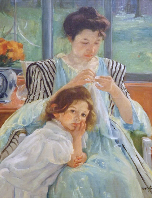 Detail of Young Mother Sewing by Mary Cassatt in the Metropolitan Museum of Art, February 2013