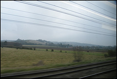 train window landscape in March