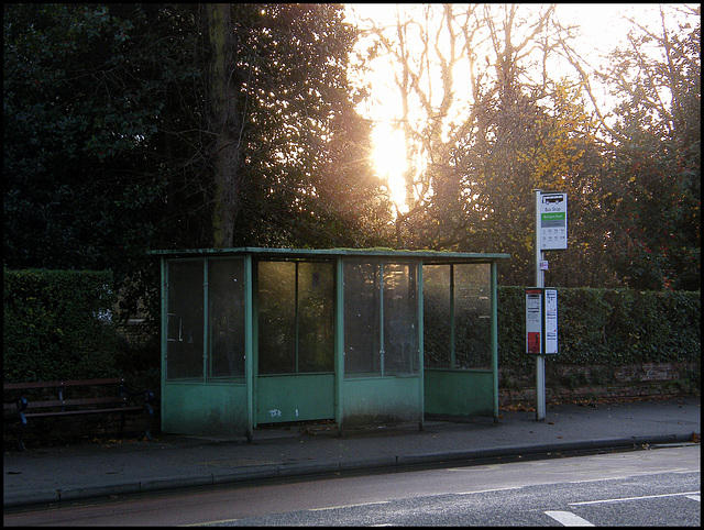 early morning bus stop
