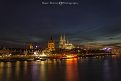 The view of Cologne at sunset