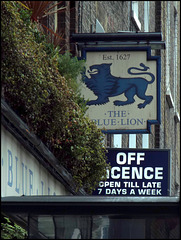 The Blue Lion pub sign