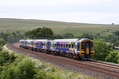 Northern Rail class 158 N0.158 849 leads 2H93 14.50 Carlisle - Leeds service at Smardale 23rd June 2018