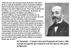 (FR — Zamenhof, Congrès Universel d'Espéranto de Genève, 1906, pogroms