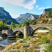 El puente sobre el rio Esca.  Burgui, Navarra.