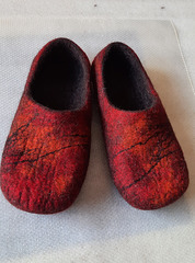 black and red felted slippers