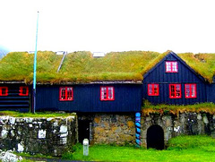 Féroé/Faroe/Foroyar : habitat traditionnel