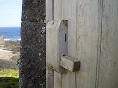 Traditional wooden door lock.