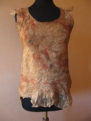 nuno felted vest with hand dyed silk: front part