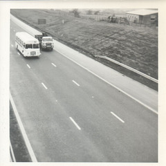 West Yorkshire Road Car Company coach on the M62 Motorway - January 1972