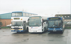 Burtons Coaches F245 MTW, YN54 DDK with Stagecoach Cambus AE51 RZR at Dept Road, Newmarket - 4 April 2005 (542-23A)
