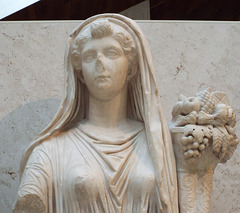 Detail of Livia as Fortuna from Iponuba in the Archaeological Museum of Madrid, October 2022