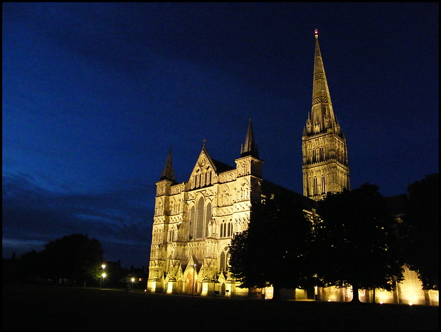 Salisbury Cathedral by night
