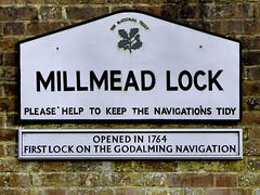 Sign at Millmead Lock - Wey Navigation Guildford