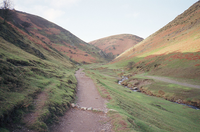 View up Mott's Road towards Wild Moor (Jan 1990 scan)