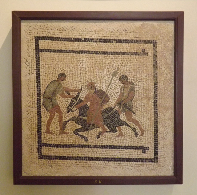 Drunken Silenus Mosaic from Pompeii in the Naples Archaeological Museum, July 2012