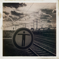 along the rails