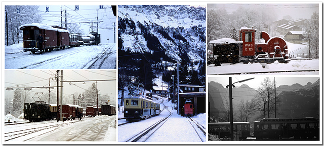 The mountain narrow gauge railways of Wengen, Switzerland c1984