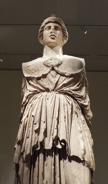 Detail of a Colossal Marble Statue of Athena Parthenos from Pergamon in the Metropolitan Museum of Art, July 2016
