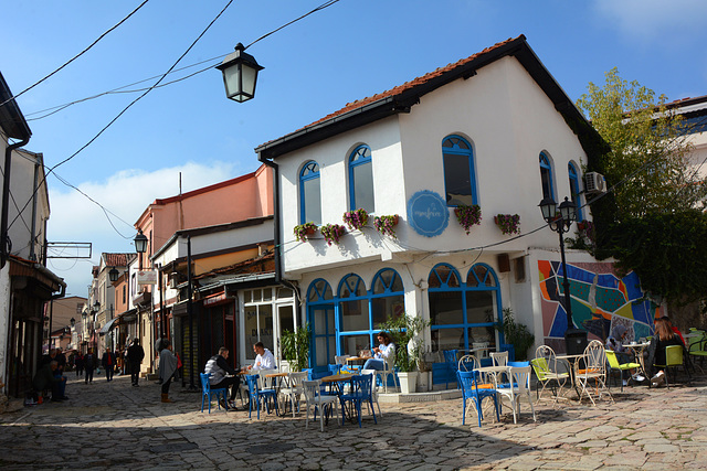 North Macedonia, Street Cafe in Turkish Quarter of Skopje