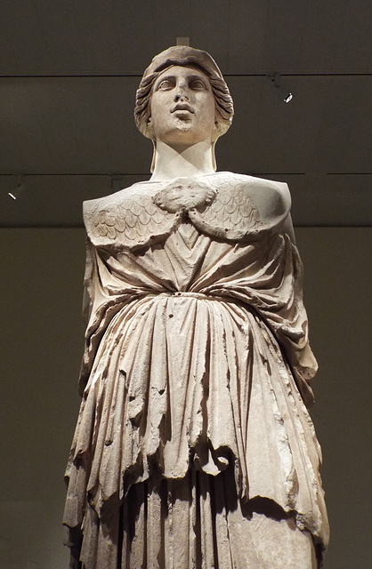 Detail of a Colossal Marble Statue of Athena Parthenos from Pergamon in the Metropolitan Museum of Art, July 2016