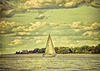 Sail boat on Long Island Sound in Connecticut