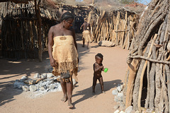 Namibia, Damara Mama with Son in the Damara Living Museum