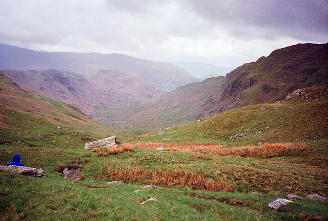 Looking along Far Easedale towards Grasmere (scan from 1990)