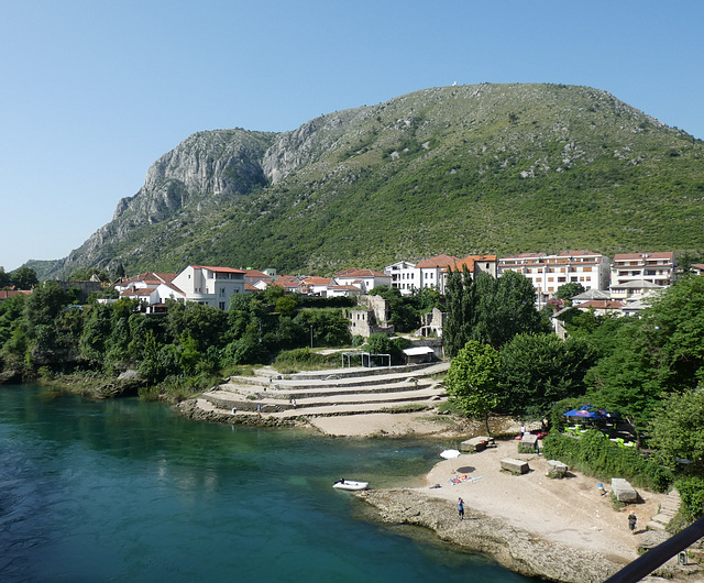 Mostar- View Downstream from Stari Most (Old Bridge)