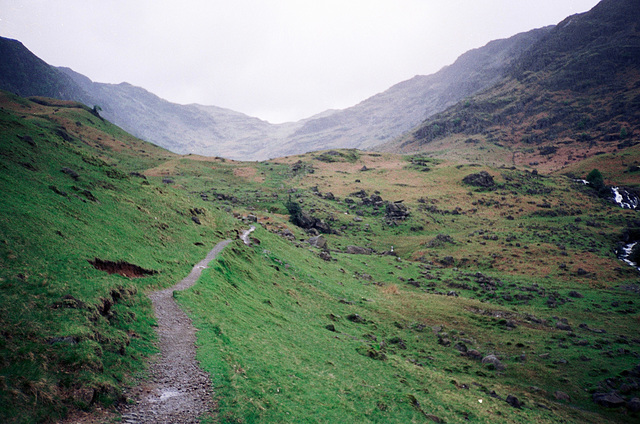 Looking back up Far Easedale (scan from 1990)