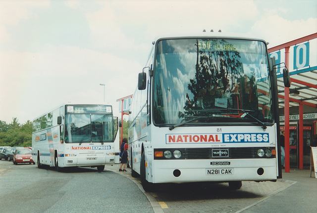 Yorkshire Traction P58 NWG and N281 CAK at Milton Keynes - 2 June 1997