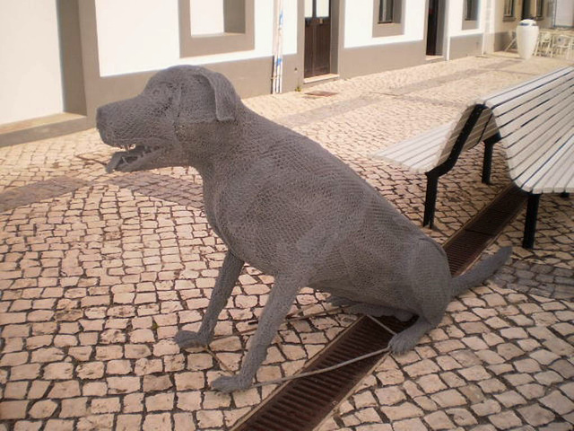 Sculpture of dog.